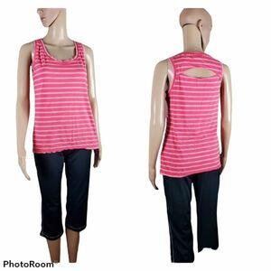 Patagonia Pink Striped Organic Cotton Blend Tank Top